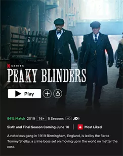Portada de Netflix de Peaky Blinders